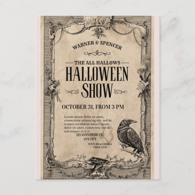 Vintage Halloween Invitation🎃🏴‍☠️ Postcard (Front)