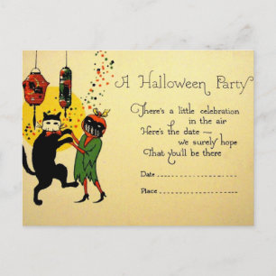 Vintage Halloween Invitation Postcard