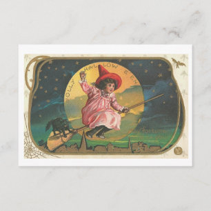 Vintage Halloween Invitations Witch On a Broom
