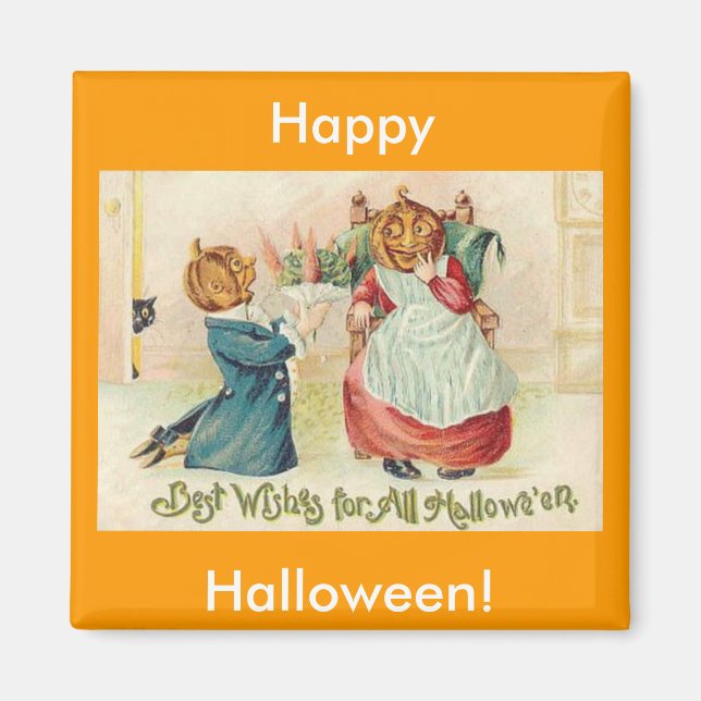 Vintage Halloween Jack o'Lantern Couple Magnet (Front)
