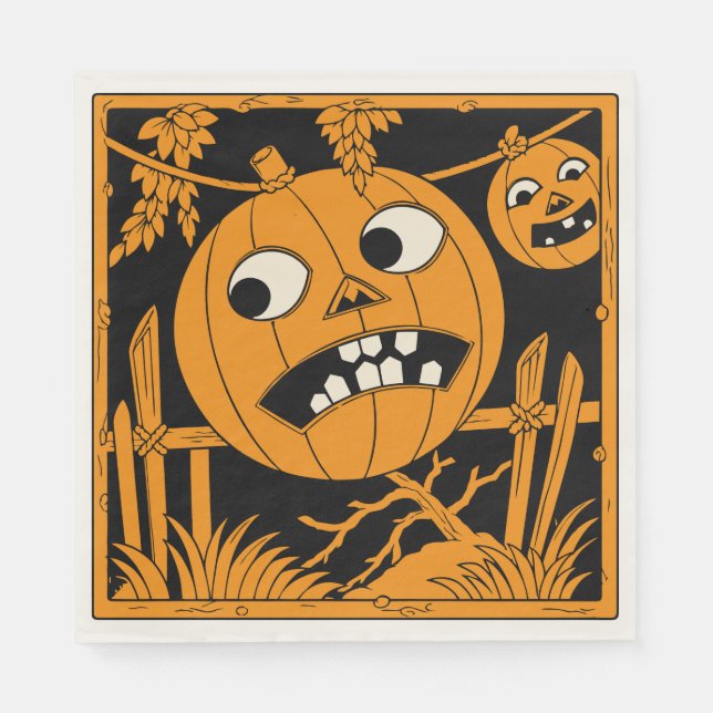 Vintage Halloween Jack O'Lantern Napkins (Front)