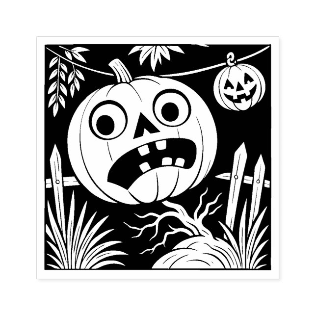 Vintage Halloween Jack O'Lantern Rubber Stamp (Imprint)