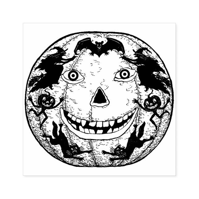 Vintage Halloween Jack O'Lantern Stamp (Imprint)