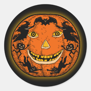 Vintage Halloween Jack O'Lantern Sticker