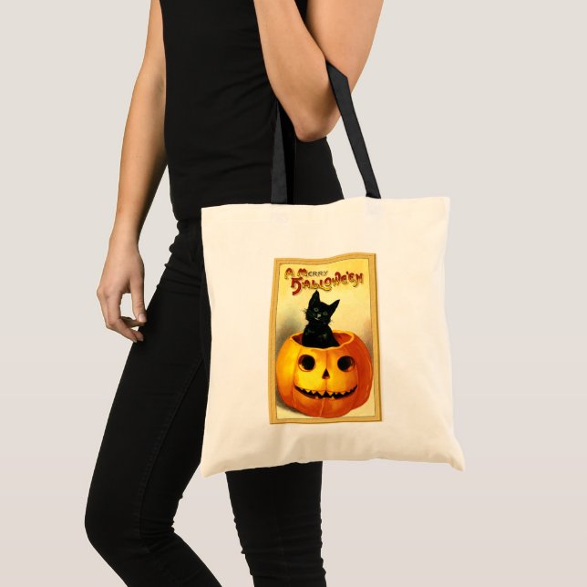 Vintage Halloween Jack O'Lantern Tote Bag (Front (Product))