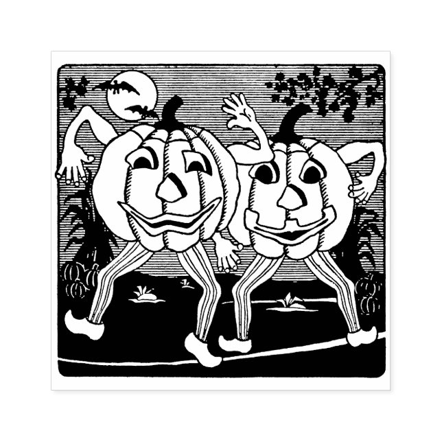Vintage Halloween Jack O'Lantern Twins Stamp (Imprint)