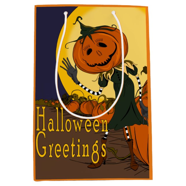 Vintage Halloween Jackolantern Gift Bag (Front)
