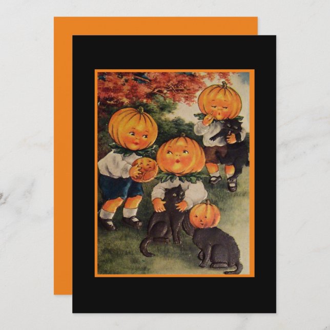 Vintage Halloween kids Black Cats And Pumpkins (Front/Back)