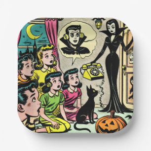 Vintage Halloween Kids Comics Paper Plate