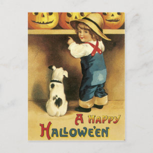 Vintage Halloween Kids Postcard, Little Boy Postcard