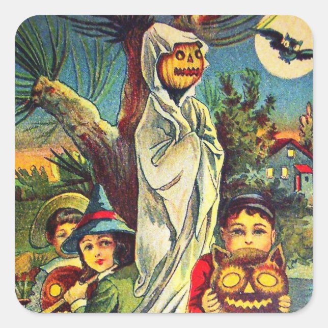Vintage Halloween kids pumpkin Holiday sticker (Front)