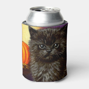 Vintage Halloween Kitten Can Cooler