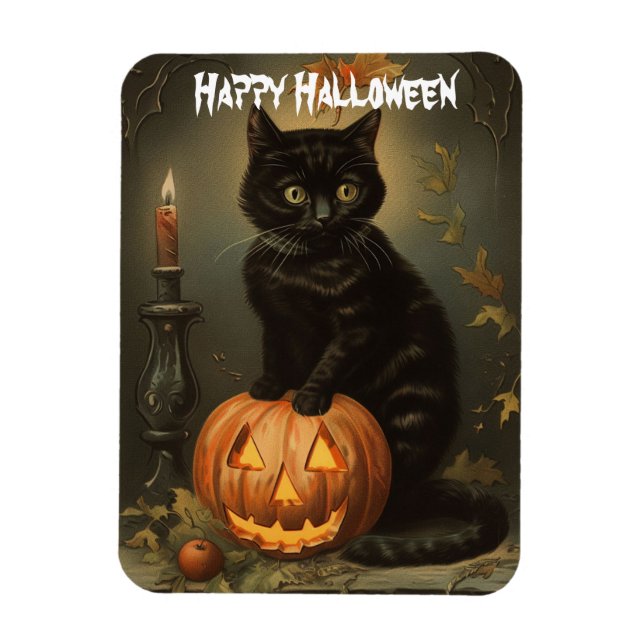 Vintage Halloween Kitten Flexible  Magnet (Vertical)