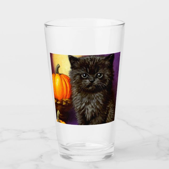 Vintage Halloween Kitten Glass (Front)