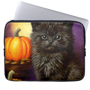 Vintage Halloween Kitten Laptop Sleeve