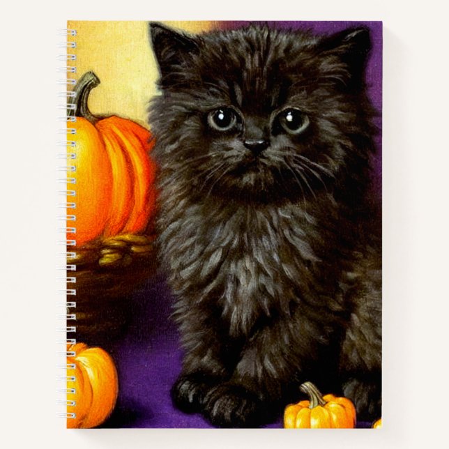 Vintage Halloween Kitten Notebook (Front)