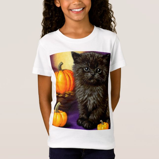 Vintage Halloween Kitten T-Shirt (Front)