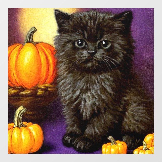 Vintage Halloween Kitten Window Cling (Sheet)