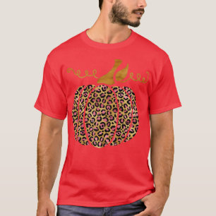 Vintage Halloween Leopard Pumpkin Autumn Thanksgiv T-Shirt