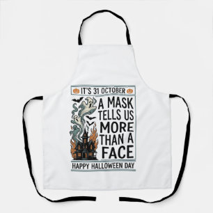 Vintage Halloween Mask Quote Vector Design_1 Apron