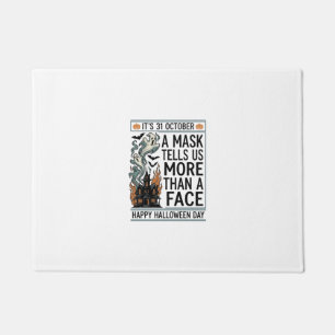 Vintage Halloween Mask Quote Vector Design_1 Doormat