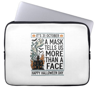 Vintage Halloween Mask Quote Vector Design_1 Laptop Sleeve