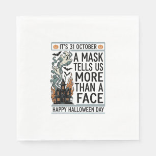 Vintage Halloween Mask Quote Vector Design_1 Napkin