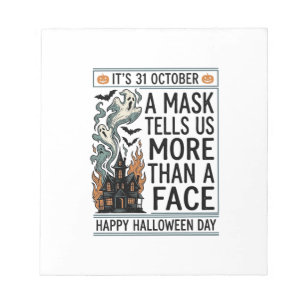 Vintage Halloween Mask Quote Vector Design_1 Notepad