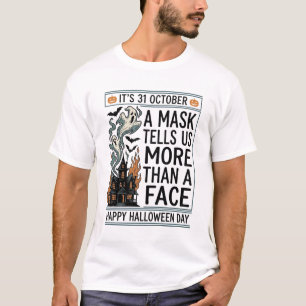 Vintage Halloween Mask Quote Vector Design_1 T-Shirt