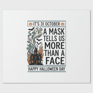 Vintage Halloween Mask Quote Vector Design_1 Wrapping Paper