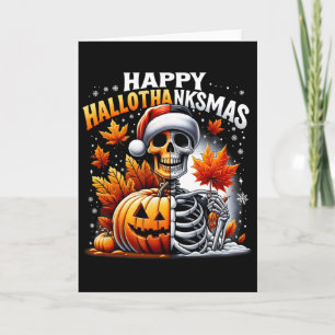 Vintage Halloween Merry Christmas Happy Hallothank Card