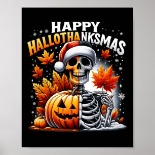 Vintage Halloween Merry Christmas Happy Hallothank Poster