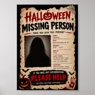 Vintage Halloween Missing Person Poster