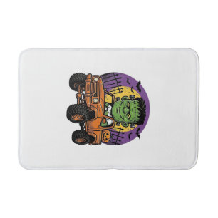 Vintage Halloween Monster Truck Pumpkin Shirt_1 Bath Mat