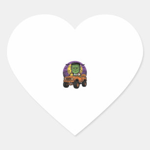Vintage Halloween Monster Truck Pumpkin Shirt_1 Heart Sticker