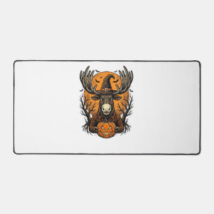 Vintage Halloween Moose Pumpkin Witch Hat Shirt_1 Desk Mat