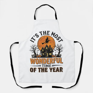 Vintage Halloween Most Wonderful Time Shirt Design Apron
