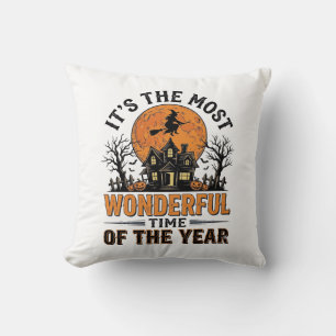 Vintage Halloween Most Wonderful Time Shirt Design Cushion