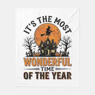 Vintage Halloween Most Wonderful Time Shirt Design Fleece Blanket