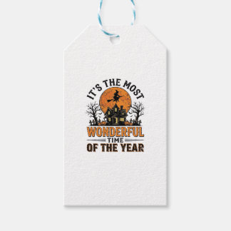 Vintage Halloween Most Wonderful Time Shirt Design Gift Tags