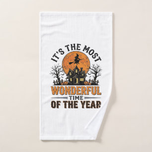 Vintage Halloween Most Wonderful Time Shirt Design Hand Towel