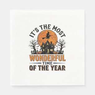 Vintage Halloween Most Wonderful Time Shirt Design Napkin
