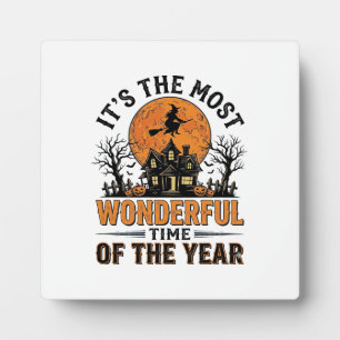 Vintage Halloween Most Wonderful Time Shirt Design Plaque