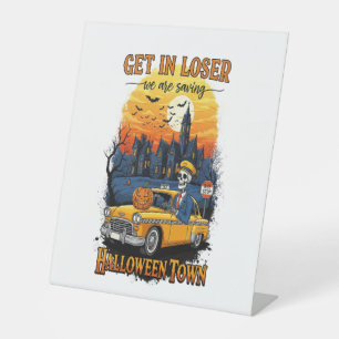 Vintage Halloween Movie Pedestal Sign