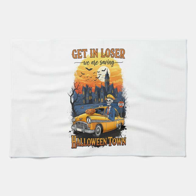 Vintage Halloween Movie Tea Towel (Horizontal)
