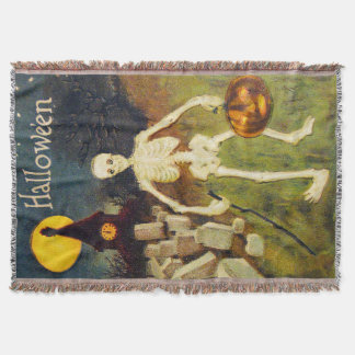 Vintage halloween - Mr.Bones  Throw Blanket
