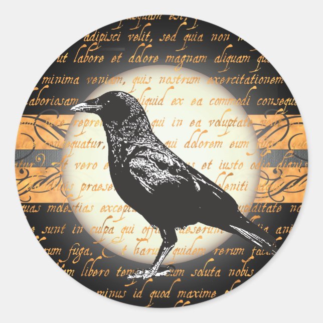 Vintage Halloween Nevermore Raven Stickers (Front)