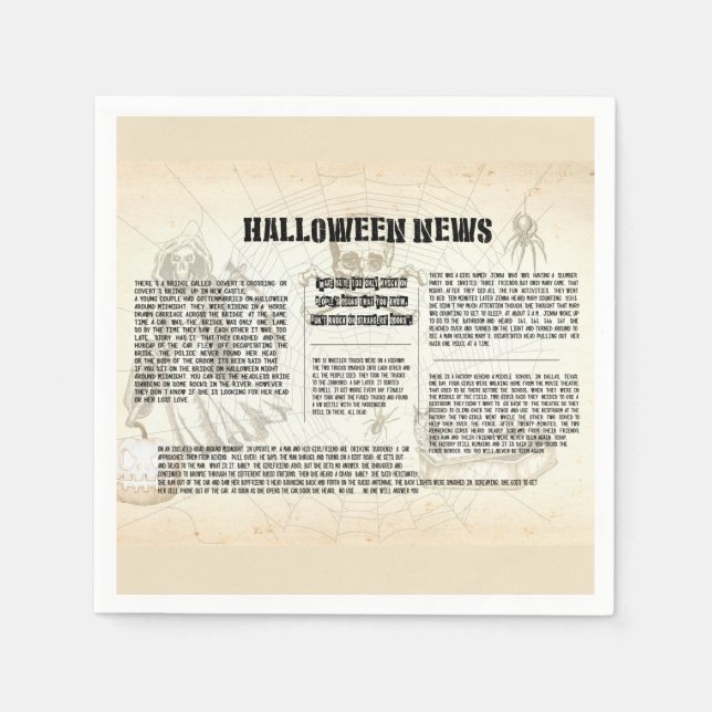 Vintage Halloween Newspaper Napkin (Front)