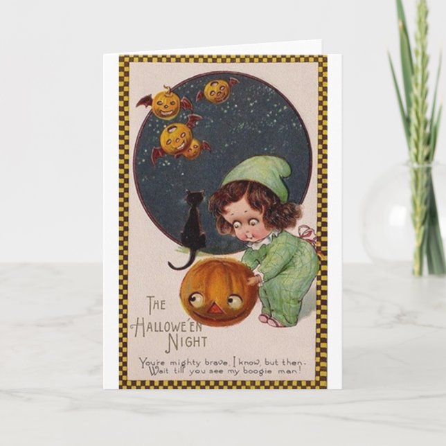Vintage Halloween Night Greeting Card (Front)