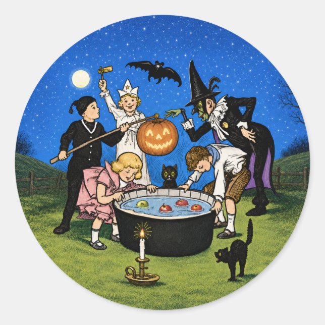 Vintage Halloween Night Party Sticker (Front)